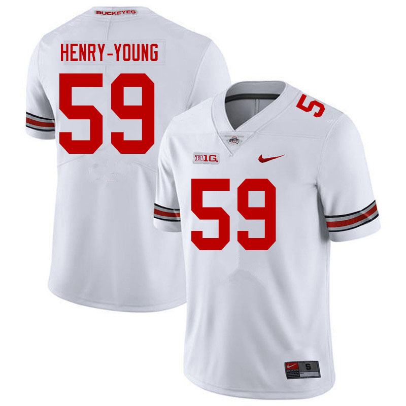 Ohio State Buckeyes #59 Darrion Henry-Young College Football Jerseys Sale-White